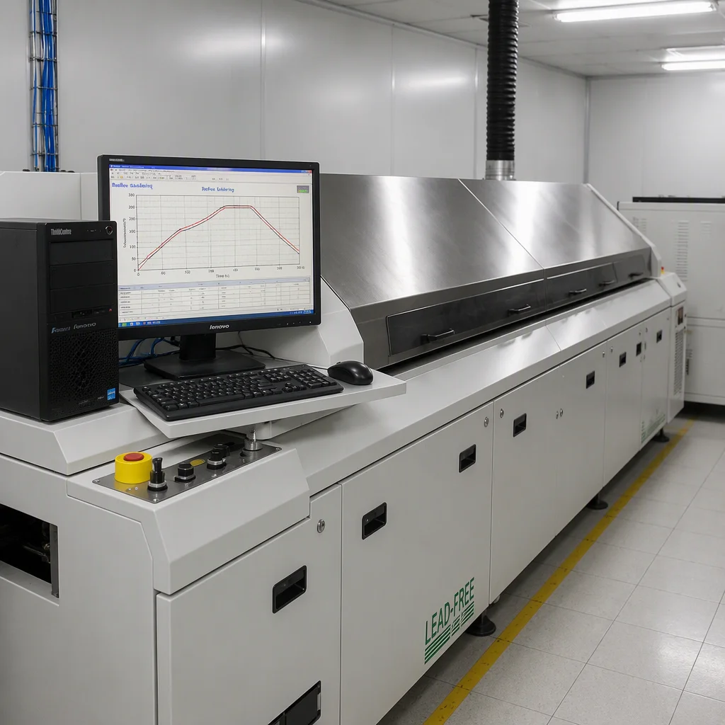 Reflow oven console with temperature profile